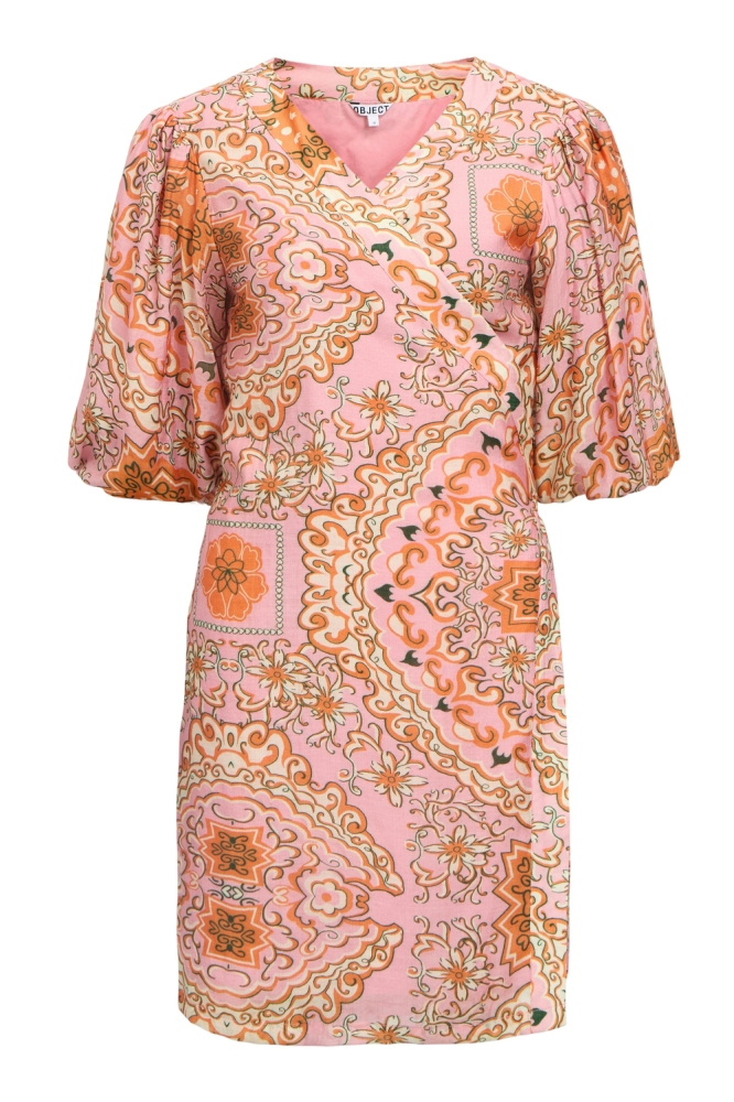 OBJHOLLY 2/4 RE SHORT WRAP DRESS 13 23047031 ROSE ELEGANCE